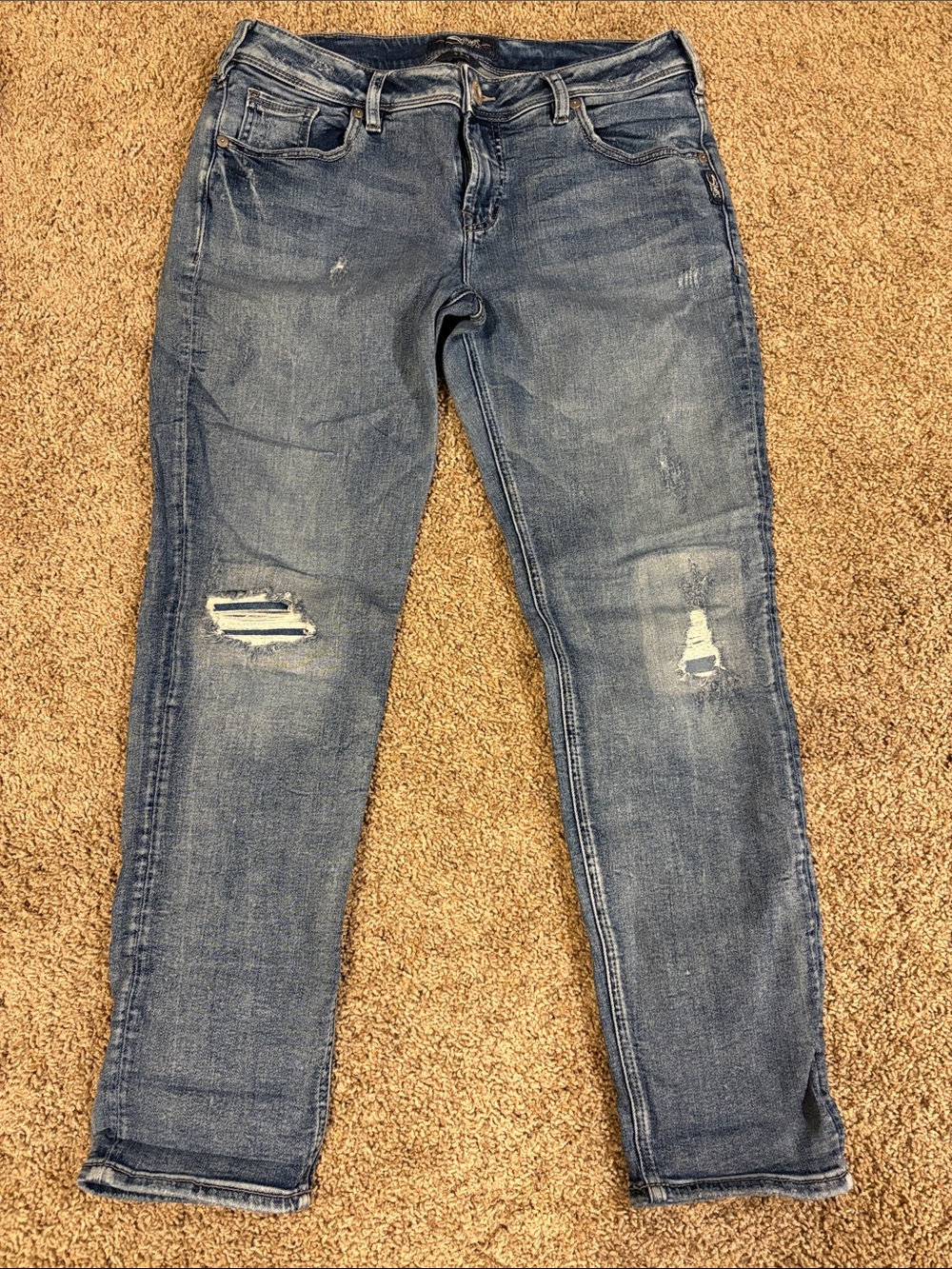 Silver Jeans Distressed Indigo Skinny Jeans